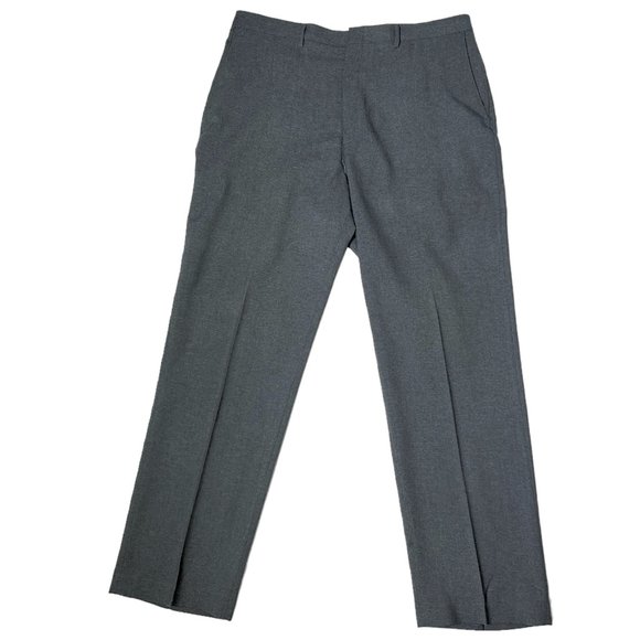 Haggar Mens 36x32 Gray Flat Front Straight Leg‎ Wool Blend Dress Pants - Picture 1 of 11
